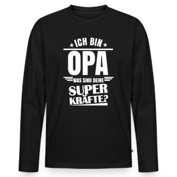 Ich bin Opa was sind deine Superkräfte - Männer Premium Bio Langarmshirt - Schwarz - Vorne - Nico (187cm)