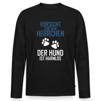 Vorsicht vor dem Herrchen - Männer Premium Bio Langarmshirt - Schwarz - Vorne - Nico (187cm)