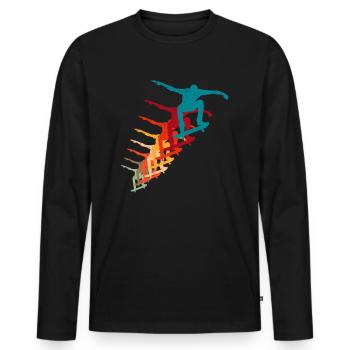 Skateboard Ollie Skater Retro Vintage - T-shirt manches longues Premium bio Homme - noir - Devant - Nico (187cm)