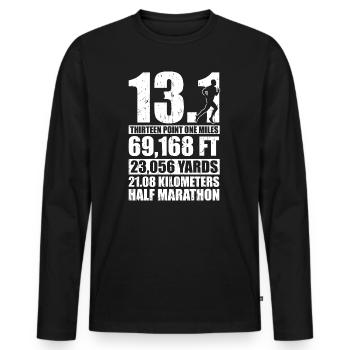 Semi-marathon 21 km - T-shirt manches longues Premium bio Homme - noir - Devant - Nico (187cm)