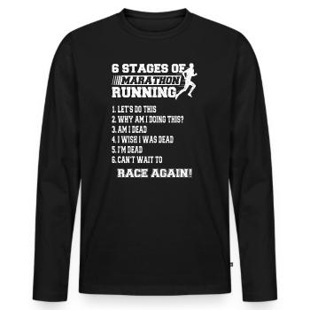 6 phases du marathon 42,2 km - T-shirt manches longues Premium bio Homme - noir - Devant - Nico (187cm)