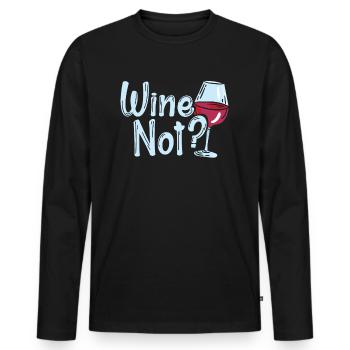 VIN PAS | VIN Pourquoi pas? Amateurs de vin Weingla - T-shirt manches longues Premium bio Homme - noir - Devant - Nico (187cm)