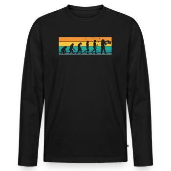 IMKER EVOLUTION | Retro Imker Bienenzucht Imkerei - Männer Premium Bio Langarmshirt - Schwarz - Vorne - Nico (187cm)