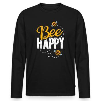 BEE HAPPY | Apiculteurs Apiculture Apiculture Abeilles Fan W - T-shirt manches longues Premium bio Homme - noir - Devant - Nico (187cm)