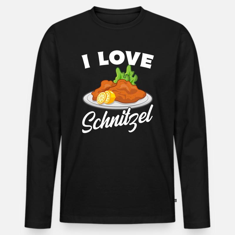 I love Schnitzel - Männer Premium Bio Langarmshirt - Schwarz