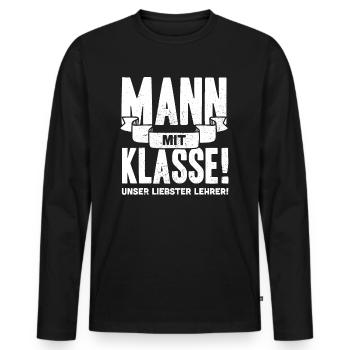 Bester Lehrer | Mann mit Klasse süßes Geschenk - Männer Premium Bio Langarmshirt - Schwarz - Vorne - Nico (187cm)