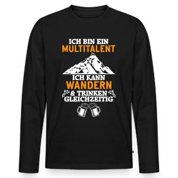 Idée cadeau polyvalente - T-shirt manches longues Premium bio Homme - noir - Devant - Nico (187cm)