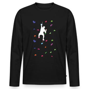 Wander/ Kletter Design Geschenkidee Kletterer Berg - Männer Premium Bio Langarmshirt - Schwarz - Vorne - Nico (187cm)