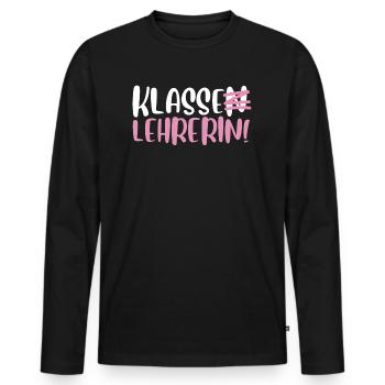 Abschied Geschenk für Klassenlehrerin mit dem Klas - Männer Premium Bio Langarmshirt - Schwarz - Vorne - Nico (187cm)