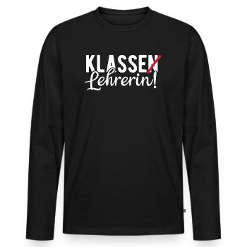 Abschied Geschenk für Klassenlehrerin mit dem Klas - Männer Premium Bio Langarmshirt - Schwarz - Vorne - Nico (187cm)
