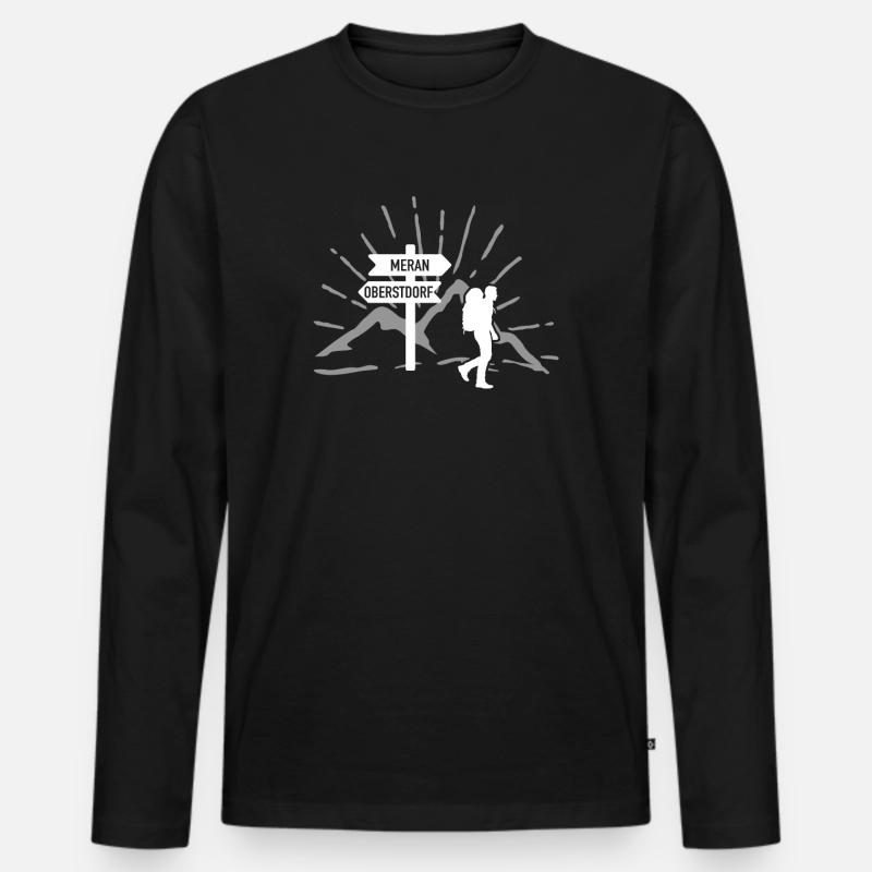 Alpenüberquerung E5 Meran Oberstdorf - Männer Premium Bio Langarmshirt - Schwarz