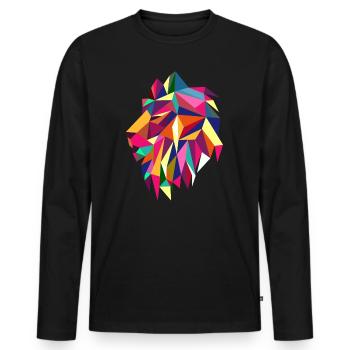 Trendy lion geometric African animal - Men's Premium Organic Long Sleeve Shirt - black - Front - Nico (187cm)