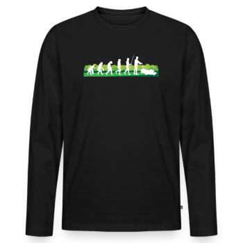 Evolution Rasenmäher Gärtner Garten Rasenmähen coo - Männer Premium Bio Langarmshirt - Schwarz - Vorne - Nico (187cm)