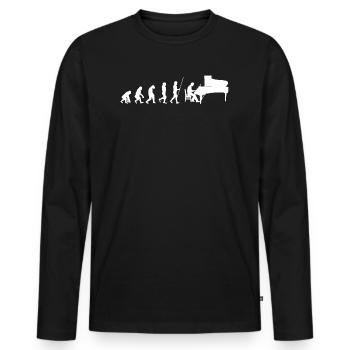 Evolution piano player pianist | Gift clave - Men's Premium Organic Long Sleeve Shirt - black - Front - Nico (187cm)