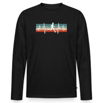 Retro running marathon jogging | Heartbeat EKG run - Men's Premium Organic Long Sleeve Shirt - black - Front - Nico (187cm)