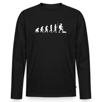 Evolution Wandern Wanderer | Trekking Berge Wander - Männer Premium Bio Langarmshirt - Schwarz - Vorne - Nico (187cm)