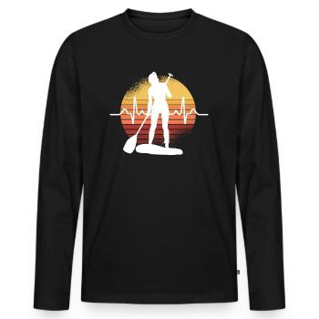 Herzschlag SUP Cooles Frauen Mädchen Stand Up Padd - Männer Premium Bio Langarmshirt - Schwarz - Vorne - Nico (187cm)