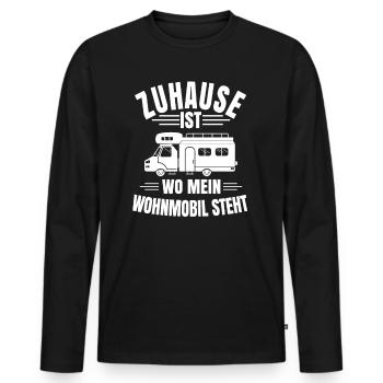 Zuhause ist wo mein Wohnmobil steht - Männer Premium Bio Langarmshirt - Schwarz - Vorne - Nico (187cm)