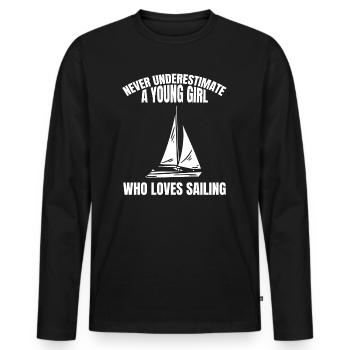 Sailing Woman Sailing Boat Boat Sailor Sailing - Men's Premium Organic Long Sleeve Shirt - black - Front - Nico (187cm)