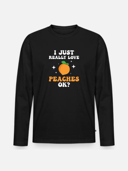 Ich liebe Pfirsiche! Peach - Männer Premium Bio Langarmshirt - Schwarz