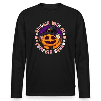 Équipe De Citrouilles Costume D'Halloween Drôle - T-shirt manches longues Premium bio Homme - noir - Devant - Nico (187cm)