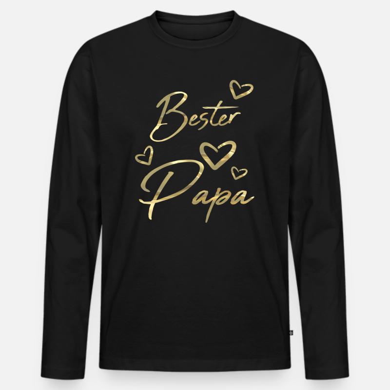 Bester Papa gold - Männer Premium Bio Langarmshirt - Schwarz
