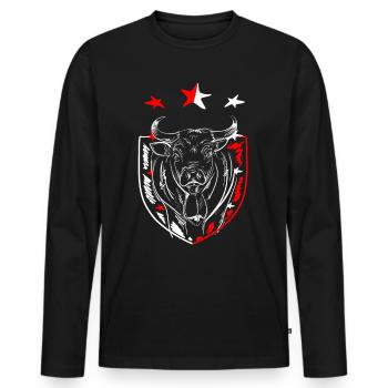Walliser Vache d'Hérens Design für Vach-Fans - Männer Premium Bio Langarmshirt - Schwarz - Vorne - Nico (187cm)