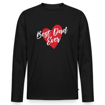 Bestes Papa-Herz aller Zeiten - Männer Premium Bio Langarmshirt - Schwarz - Vorne - Nico (187cm)