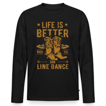 Line Dance - Männer Premium Bio Langarmshirt - Schwarz - Vorne - Nico (187cm)