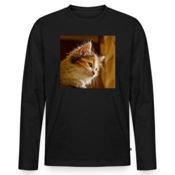 chat masque de chat masque de chat masque de chat - T-shirt manches longues Premium bio Homme - noir - Devant - Nico (187cm)