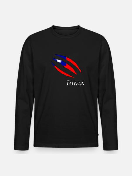Taiwan Flag - Männer Premium Bio Langarmshirt - Schwarz