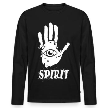 Yoga handprint - Men's Premium Organic Long Sleeve Shirt - black - Front - Nico (187cm)