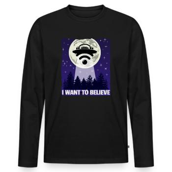 Ich möchte RSS glauben - Männer Premium Bio Langarmshirt - Schwarz - Vorne - Nico (187cm)