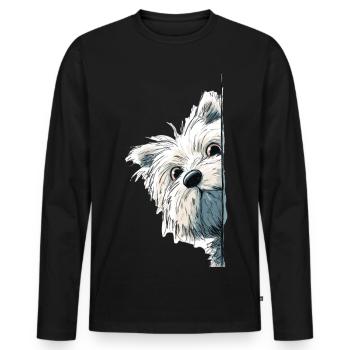 Peeking Westie Terrier Süßes Hundeliebhaber-Merch - Männer Premium Bio Langarmshirt - Schwarz - Vorne - Nico (187cm)