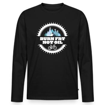 Burn fat not oil racing bike cycling triathlon - Men's Premium Organic Long Sleeve Shirt - black - Front - Nico (187cm)