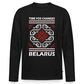 Belarus Statement white red gift - Men's Premium Organic Long Sleeve Shirt - black - Front - Nico (187cm)