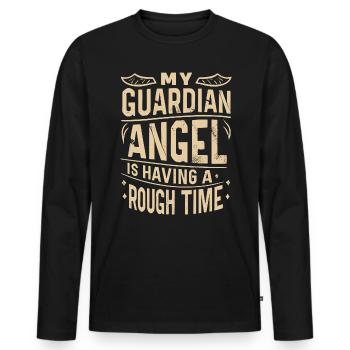 Mein Schutzengel Lustiger Spruch Geschenk - Männer Premium Bio Langarmshirt - Schwarz - Vorne - Nico (187cm)