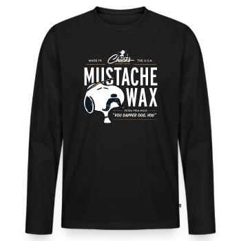 Peanuts Snoopy Mustache Wax Schnurrbart - Männer Premium Bio Langarmshirt - Schwarz - Vorne - Nico (187cm)