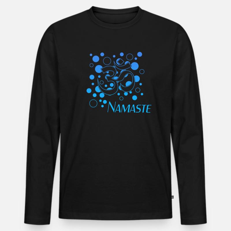 Namaste Yoga - Männer Premium Bio Langarmshirt - Schwarz