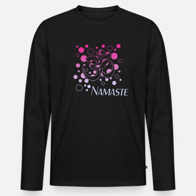 Namaste - Männer Premium Bio Langarmshirt - Schwarz