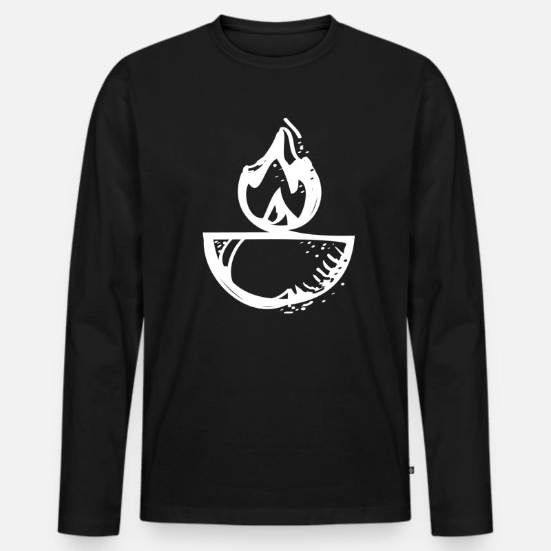Feuerschale - Männer Premium Bio Langarmshirt - Schwarz