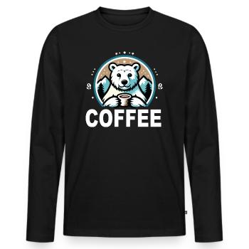 Polar Bear, Coffee, Coffee Drinker, Office, Cafe Owner, Cafe - Men's Premium Organic Long Sleeve Shirt - black - Front - Nico (187cm)