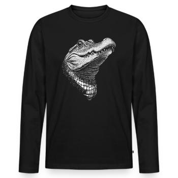 Alligator Portrait Crocodile Animals Animal - Men's Premium Organic Long Sleeve Shirt - black - Front - Nico (187cm)