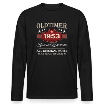 Vintage Vintage 1953 - Grandpa's 71st Birthday - Men's Premium Organic Long Sleeve Shirt - black - Front - Nico (187cm)