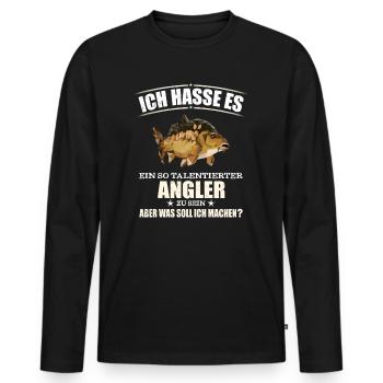 Talentierter Karpfen Angler - Männer Premium Bio Langarmshirt - Schwarz - Vorne - Nico (187cm)