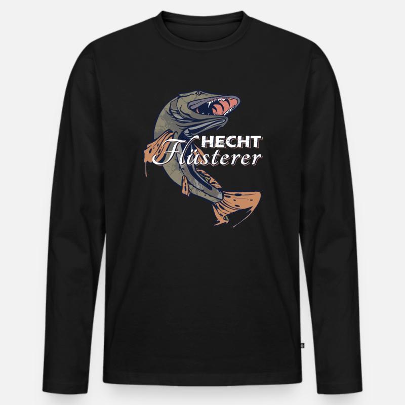 Hecht Angeln - Männer Premium Bio Langarmshirt - Schwarz