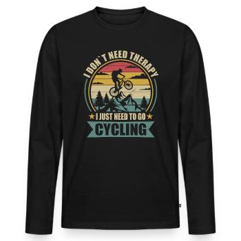 Je n’ai pas besoin de thérapie, j’ai juste besoin d’aller faire du vélo - T-shirt manches longues Premium bio Homme - noir - Devant - Nico (187cm)