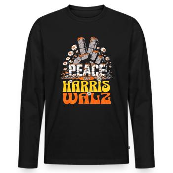 Retro Peace Kamala Harris Waltz 2024 - Men's Premium Organic Long Sleeve Shirt - black - Front - Nico (187cm)