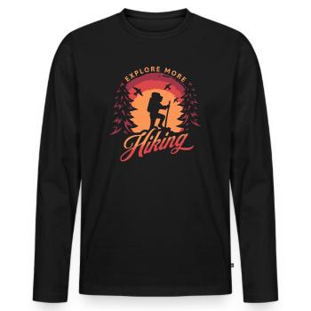 Explore More Hiking Adventure - Men's Premium Organic Long Sleeve Shirt - black - Front - Nico (187cm)