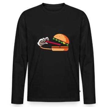 Hungriger Hamburger - Männer Premium Bio Langarmshirt - Schwarz - Vorne - Nico (187cm)